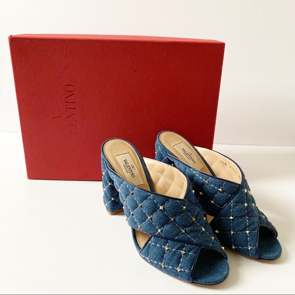 VALENTINO GARABANI STUDDED MULES IN BOX.